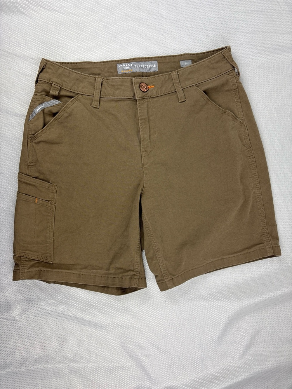 Ariat Women's Rebar Perfect Rise Made Tough Shorts Field #B Khaki Brown Size 29